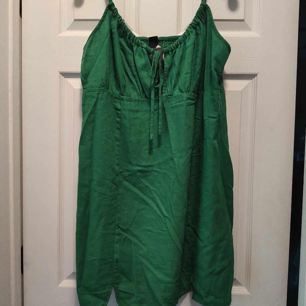 Women's Ruched Linen Slip Dress - Wild Fable™ Green XXL - Picture 2 of 3
